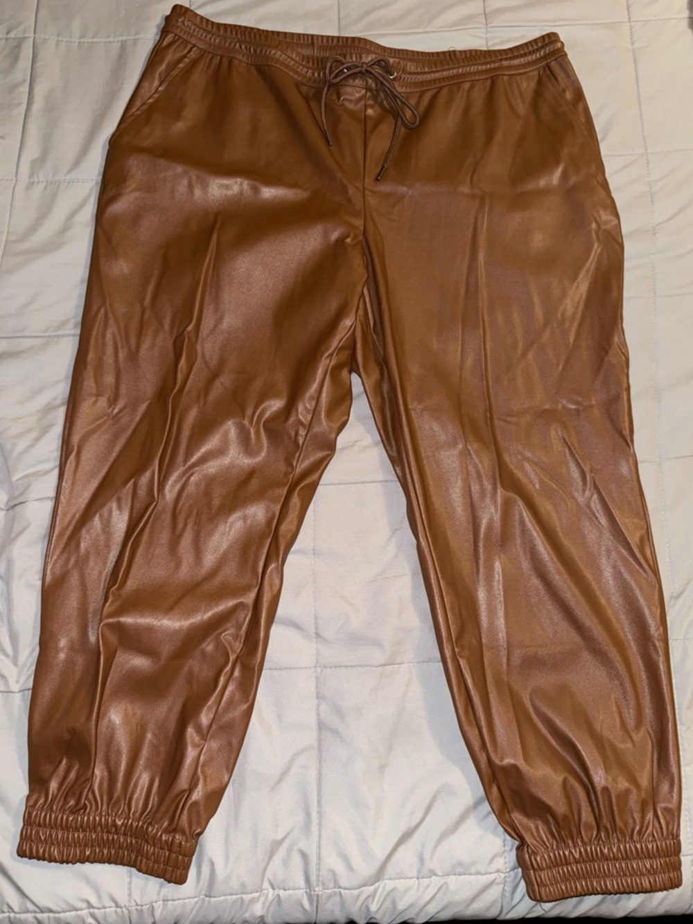 a new day Faux Leather Joggers - Cognac
